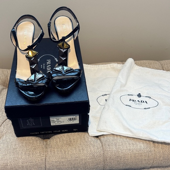 Prada Calzature Donna Taffetas Vogue Ankle Strap Heels
